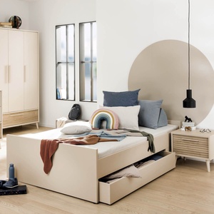 LITTLE FLO Umbaubett 120x200 in Kaschmirbeige, mit Design-Gitterseiten vorne und hinten ohne Lattenrost und Matratze LITTLE FLO Paidi Beige cashmere