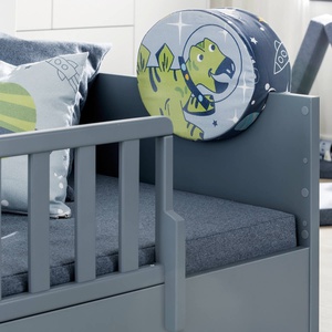 LITTLE FLO Umbaubett 120x200 in mattblau, mit Design-Seitengitter vorne und hinten ohne Lattenrost und Matratze LITTLE FLO Paidi mattblau