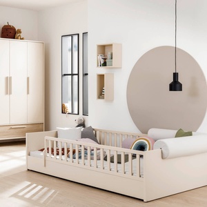 LITTLE FLO Umbaubett 140x200 in Kaschmirbeige, mit Designgitter Vorder- und Rückseite ohne Lattenrost und Matratze LITTLE FLO Paidi Beige cashmere
