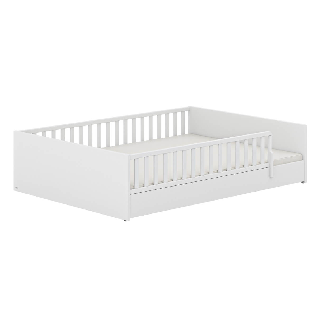 LITTLE FLO Umbaubett 140x200 in Kreideweiß, mit Design-Netzseiten vorne und hinten ohne Lattenrost und Matratze LITTLE FLO Paidi Weiß