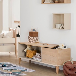 Lowboard 1Fach offen,1Fach mit Deckel MILA & BEN Paidi Beige cashmere / skandinavisches Holz