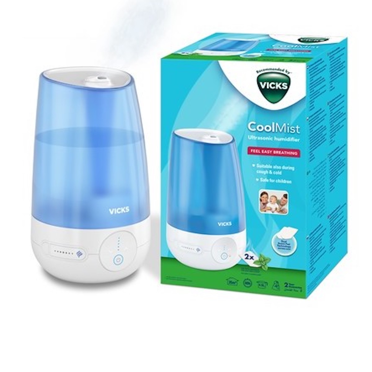 Luftbefeuchter Cool Mist Ultrasonic mit 2x Scent Pad Heater Vicks