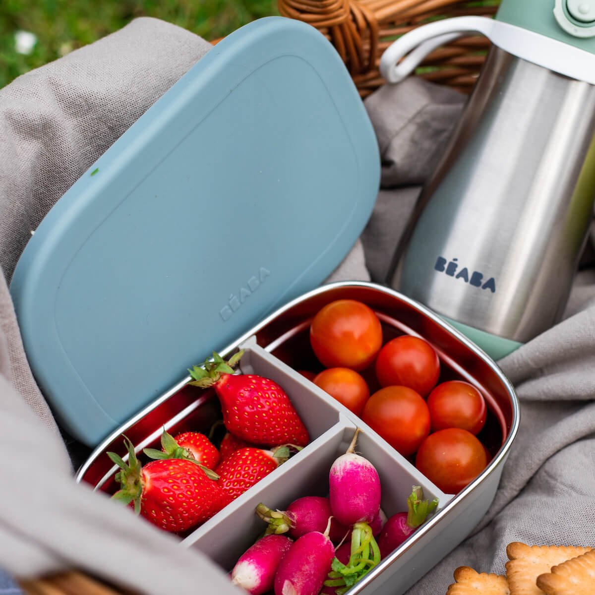 Lunch box inox Beaba gris azul