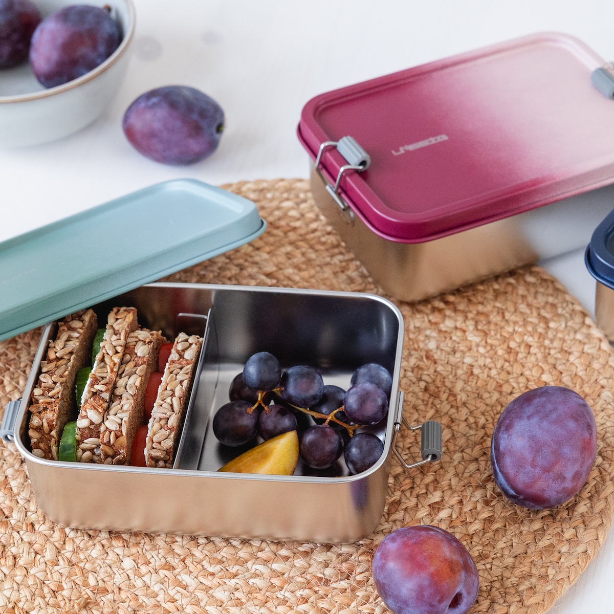 Lunchbox Stainless steel solid Laessig berry rose