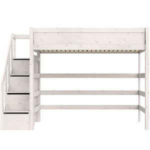 Mezzaninbett 120x200x177cm Treppe DELUXE Lifetime whitewash