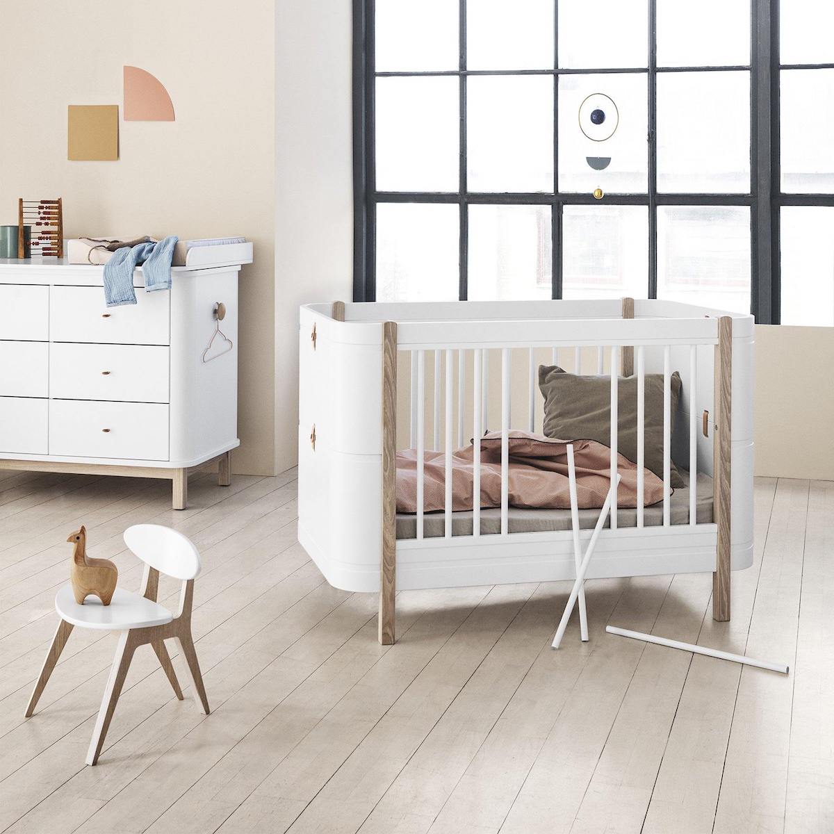 Mini+ cot, 68x122cm Olive Furniture white oak 