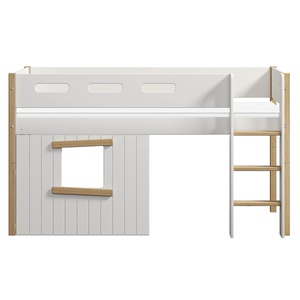 Mittelhohes Baumhausbett 90x200cm gerade Leiter NOR Flexa Eiche-weiß