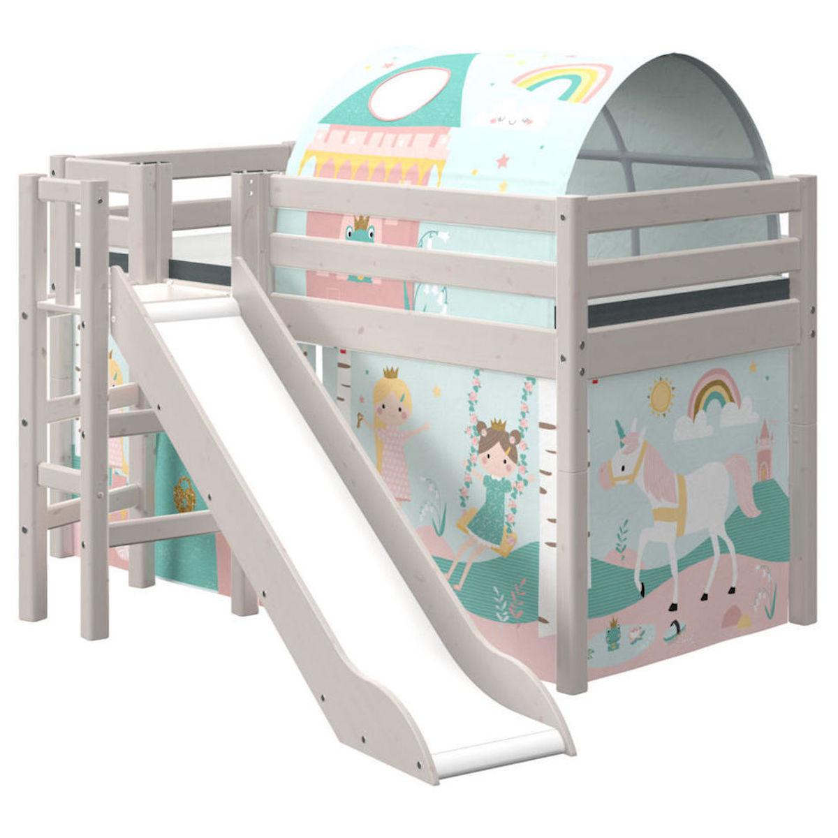 Mittelhohes Bett 90x200cm Plattform Rutsche CLASSIC Flexa grey washed