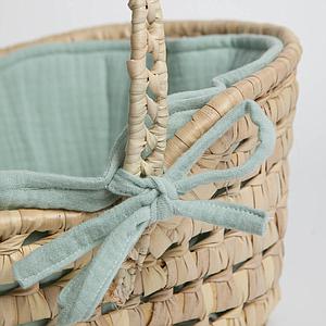 Moses-korb für Puppe aus Palmblatt BOBBLE grün