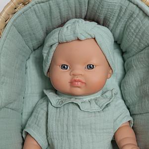 Moses-korb für Puppe aus Palmblatt BOBBLE grün