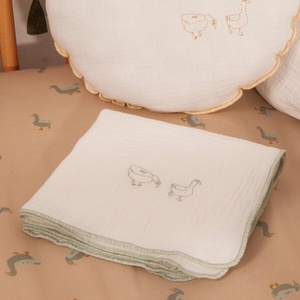 Mulltuch DUCKS bestickt blau 70x70cm