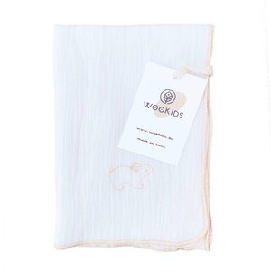 Mulltuch RABBITS bestickt orange 70x70cm