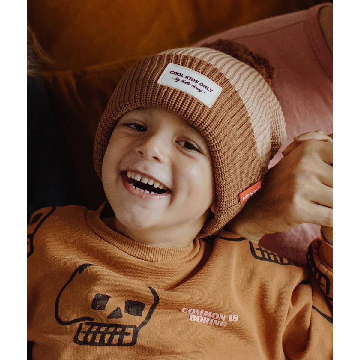 Mütze 9-18M Block Coffee Hello Hossy