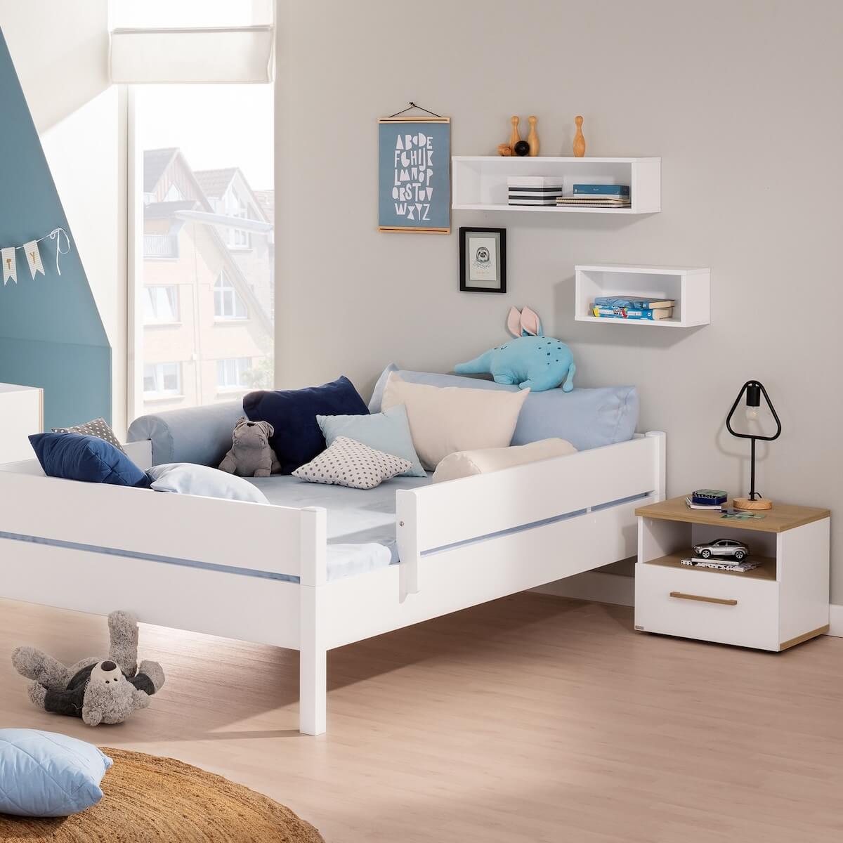 Nachttischkommode, 1 offenes Fach, 1 Schublade OSCAR Paidi Eiche Nebraska / weiß