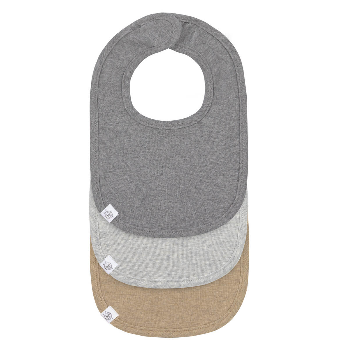 Neugeborenes Lätzchen 3tlg. GOTS Laessig dunkelgrau hellgrau natur melange