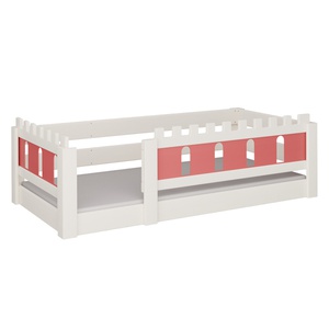 Niedriges Bett Burg DELUXE de Breuyn geweißt-rot