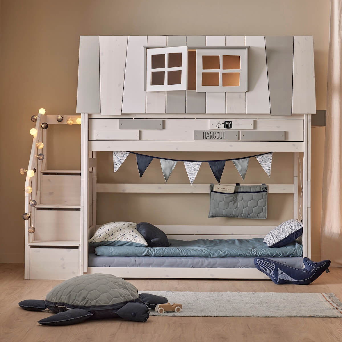 Niedriges Etagenbett My Hangout Boden mit Rollen Lifetime whitewash