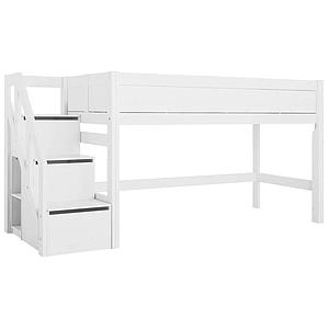 Niedriges Spielbett 90x200cm Treppenmodul Lifetime Blanc