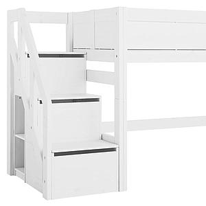 Niedriges Spielbett 90x200cm Treppenmodul Lifetime Blanc