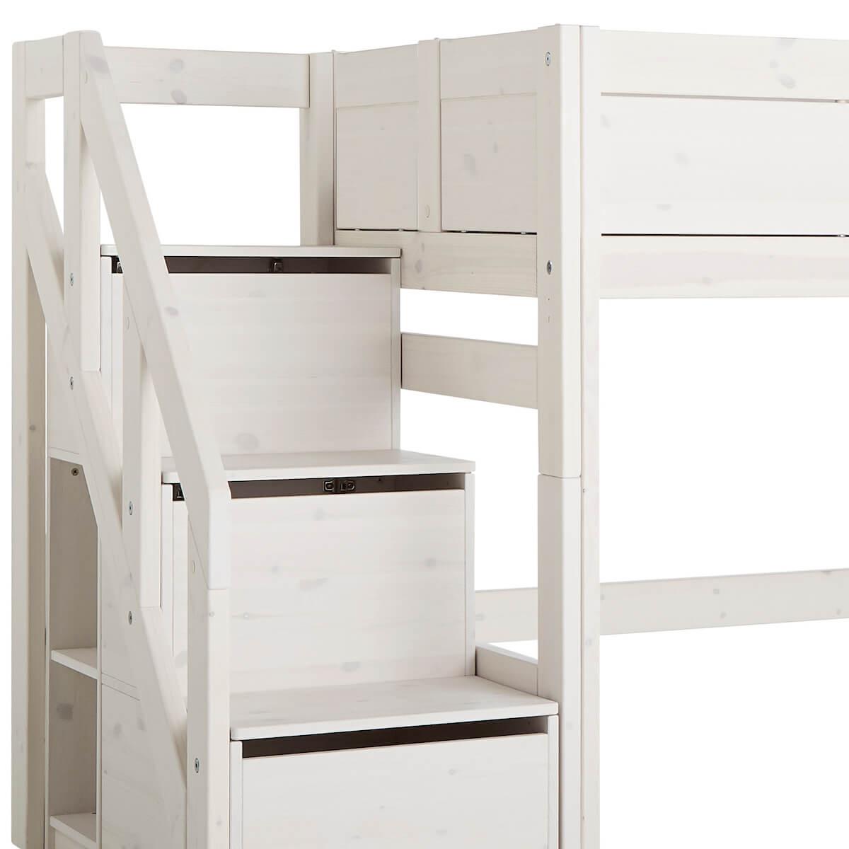 Niedriges Spielbett 90x200cm Treppenmodul Lifetime whitewash