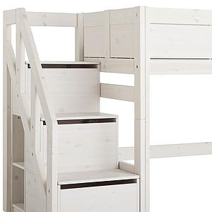 Niedriges Spielbett 90x200cm Treppenmodul Lifetime whitewash