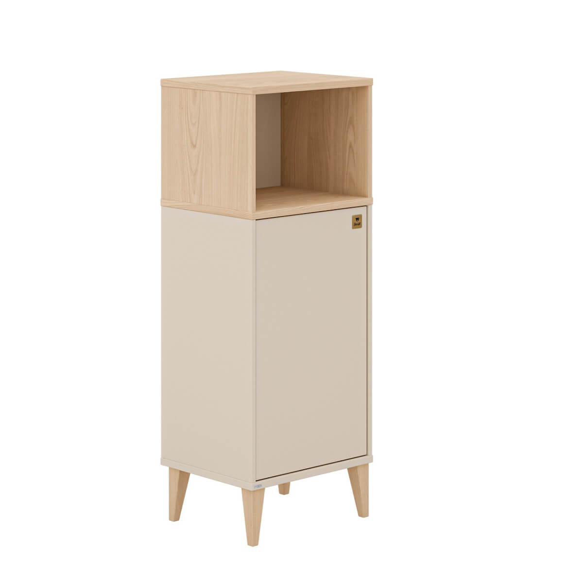 Obere Etagen 1 offenes Fach, 1 Tür mit Schiebefunktion, 1 Tasche MILA & BEN Paidi Beige cashmere / skandinavisches Holz