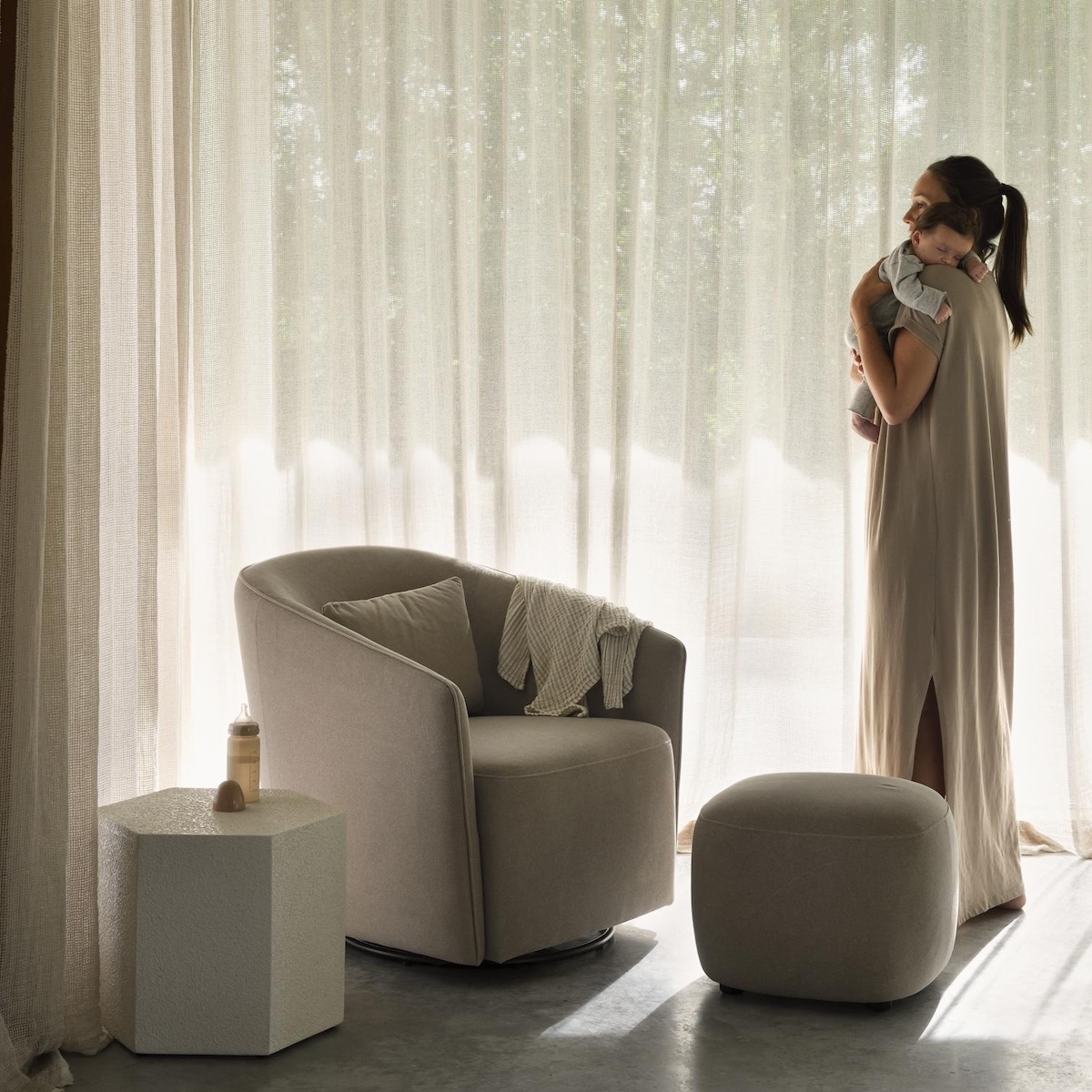 OTTOMAN GOMI Quax mohair latte