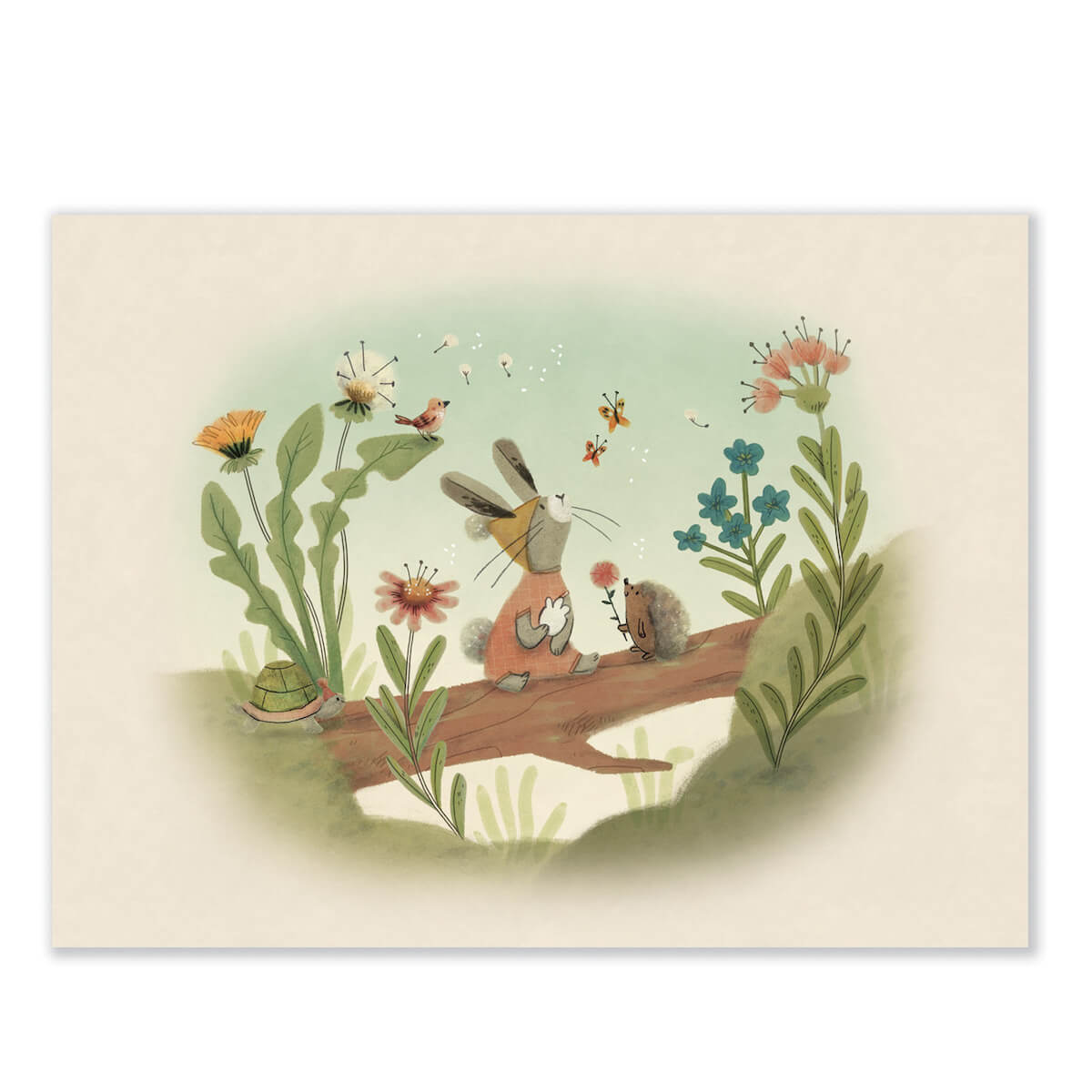 Poster Balade sur la branche 30x40cm TROIS PETITS LAPINS Moulin Roty