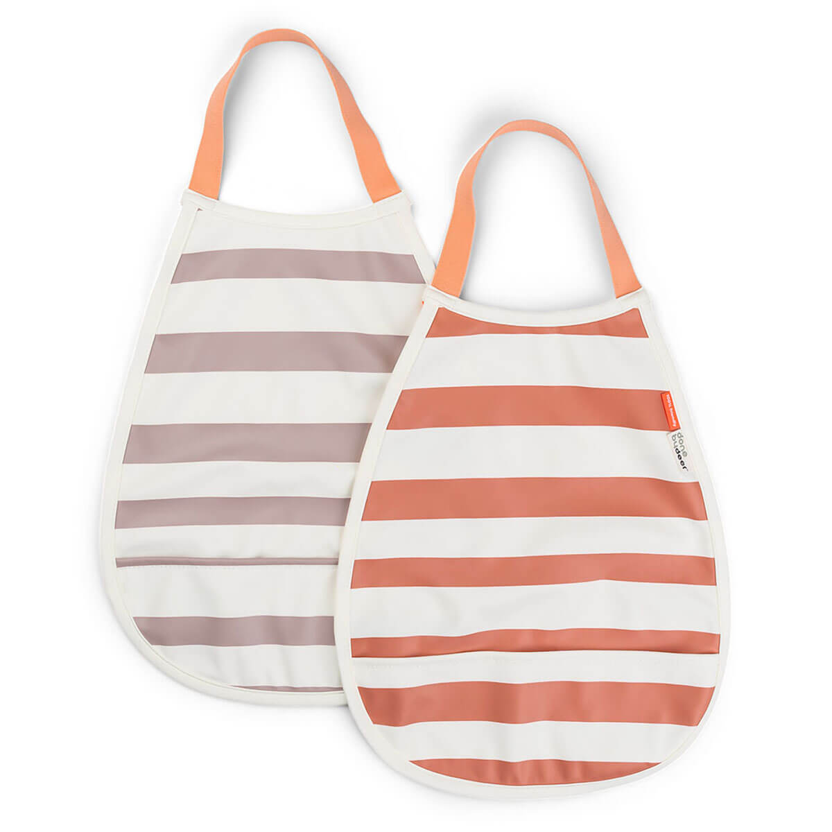 Pullover babero 2er-Pack Streifen Papaya/Rosa Done by Deer