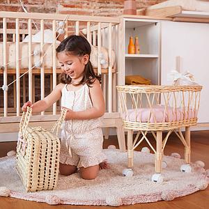 Puppenbettdecke und Kissen BOBBLE rosa