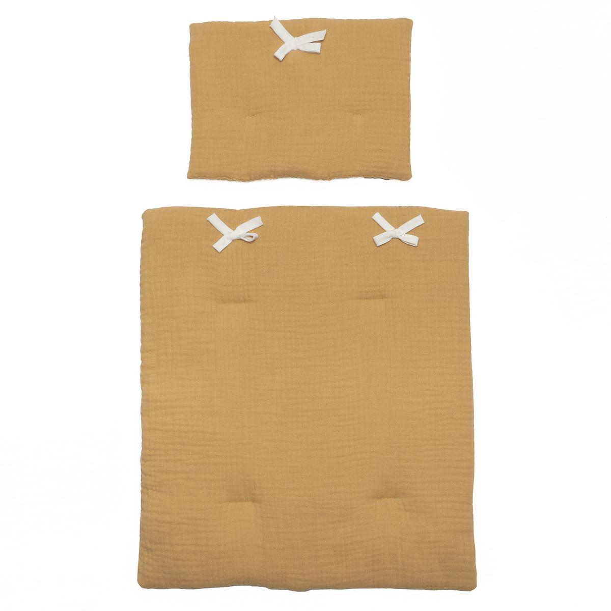 Puppenbettdecke und Kissen BOBBLE senfgelb