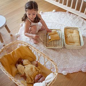 Puppenbettdecke und Kissen BOBBLE senfgelb