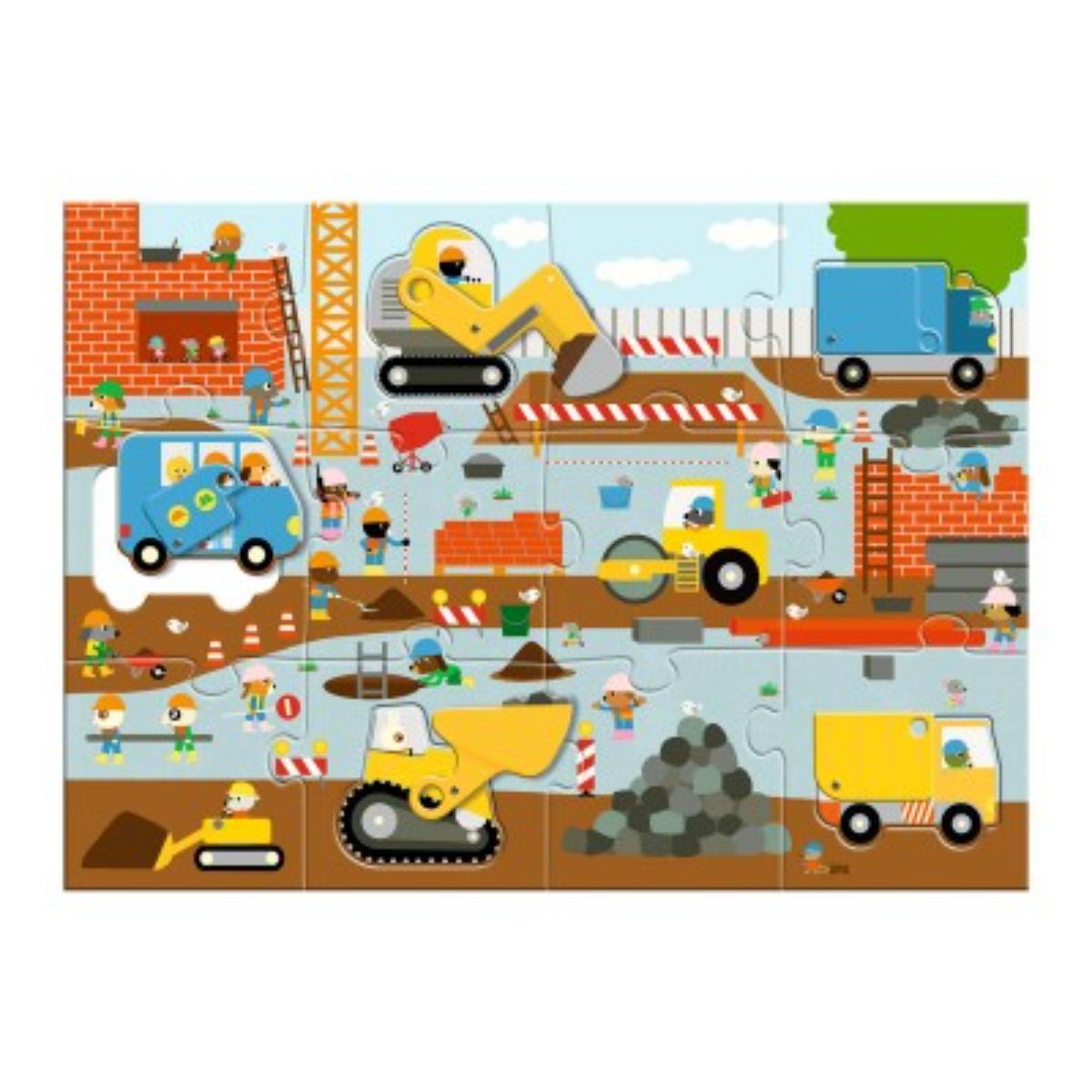 Puzzles Geants Puzzle Géant - Le chantier - 12pcs + 5pcs Djeco