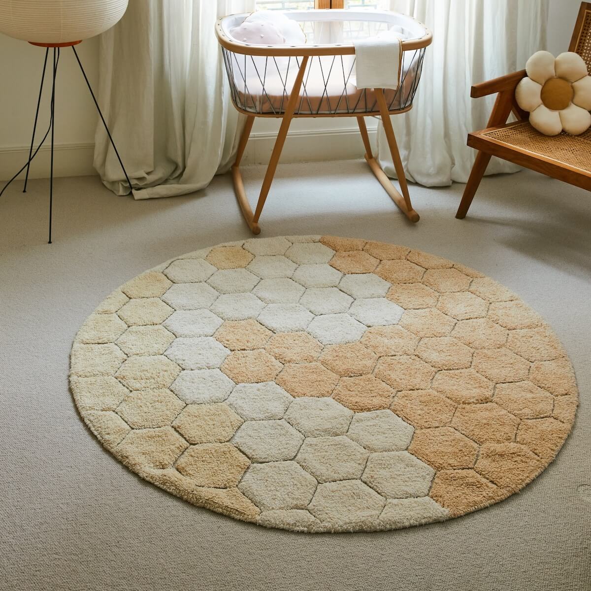 Runder Teppich 140cm HONEYCOMB Lorena Canals Golden