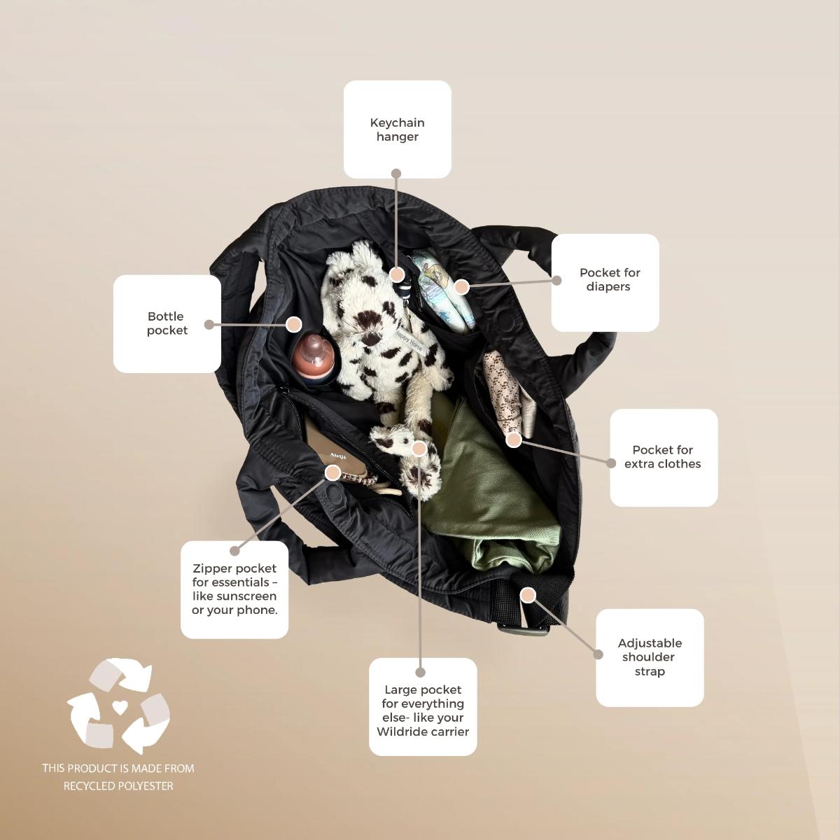 Sac à langer bandoulière Wildride noir