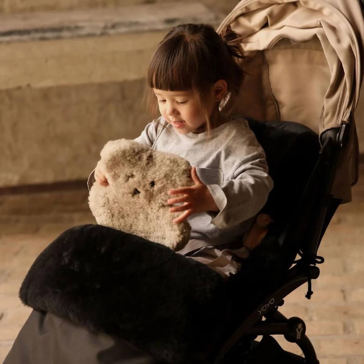 Schaffell-Fußsack PUFFMUFF Binibamba black black