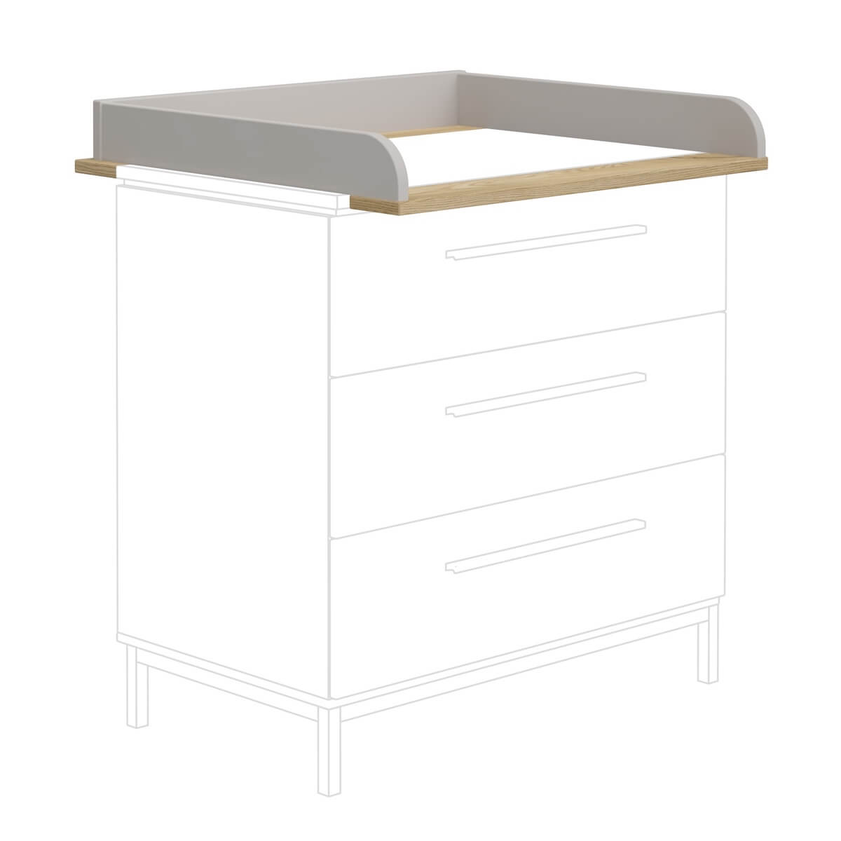 Schmale Wechselgarnitur, für Kommode 129 543 4 BENNE Paidi Eiche Montana Schiefergrau