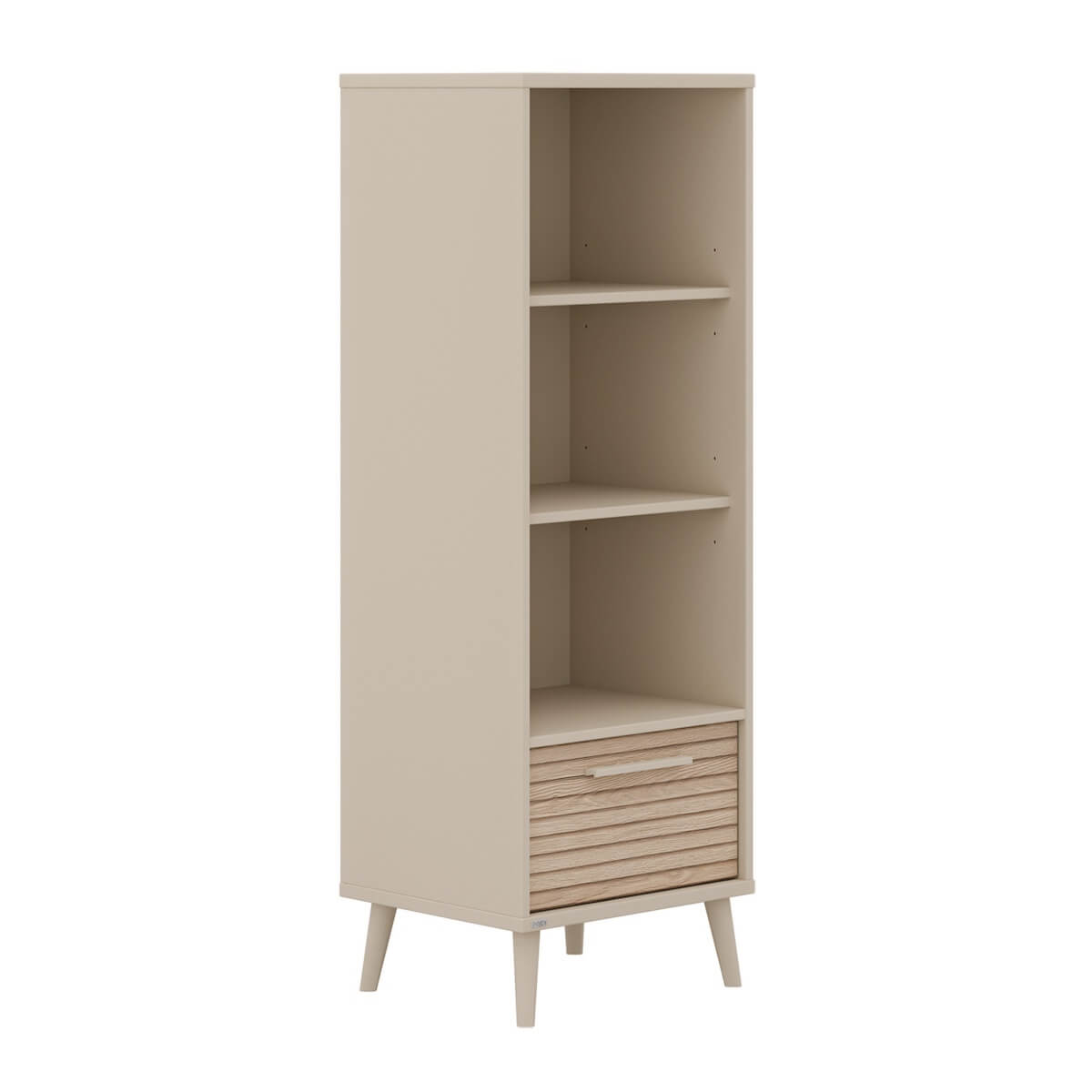 Schmales Standregal 3 offene Fächer, 1 Schublade Groovy Oak EEFJE Paidi Beige cashmere / Eiche
