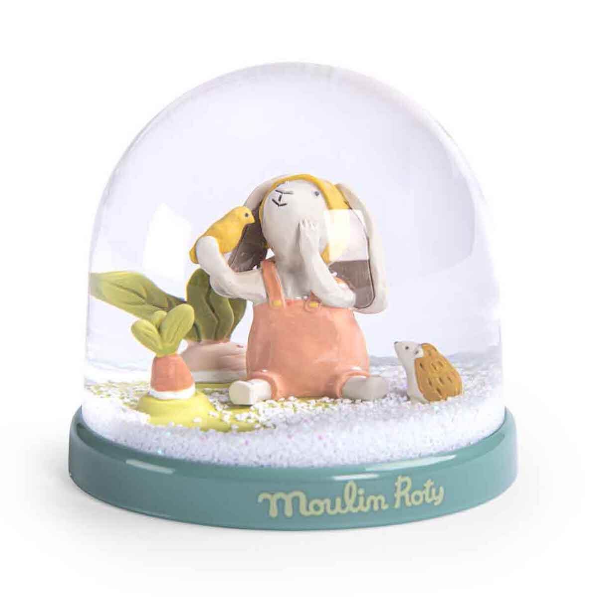 Schneekugel TROIS PETITS LAPINS Moulin Roty