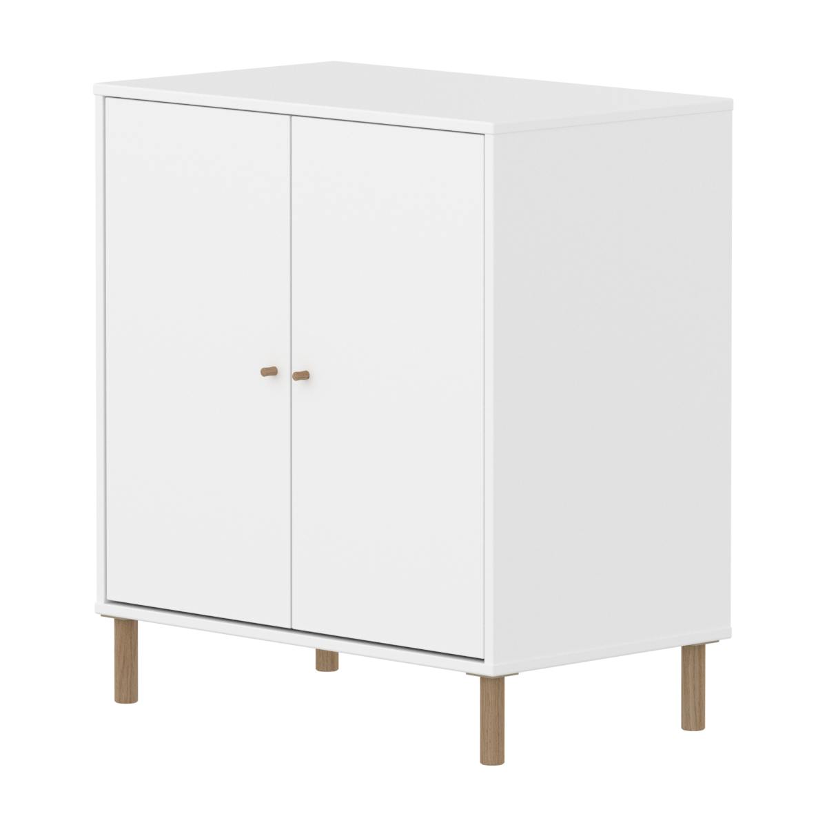 Schrank 2 Türen mit Fuß SAGA Flexa weiß Eiche