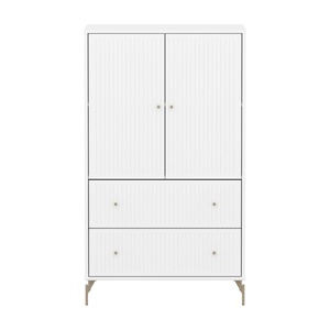 Schrank 2 Türen und 2 Schubladen Nut mit Fuß SAGA Flexa weiß oat