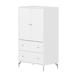 Schrank 2 Türen und 2 Schubladen Nut mit Fuß SAGA Flexa weiß oat