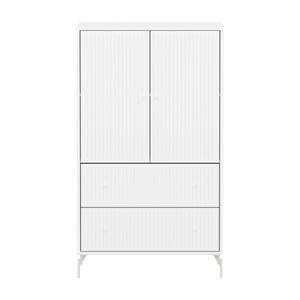 Schrank 2 Türen und 2 Schubladen Nut mit Fuß SAGA Flexa weiß