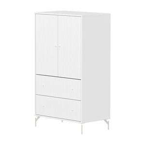 Schrank 2 Türen und 2 Schubladen Nut mit Fuß SAGA Flexa weiß