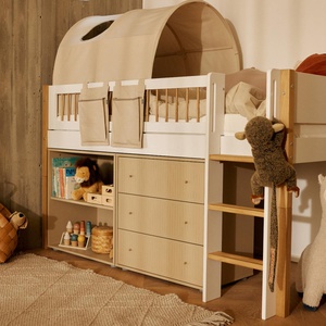 Schrank 2 Türen und 2 Schubladen Rillen mit Fuß SAGA Flexa oat light grey