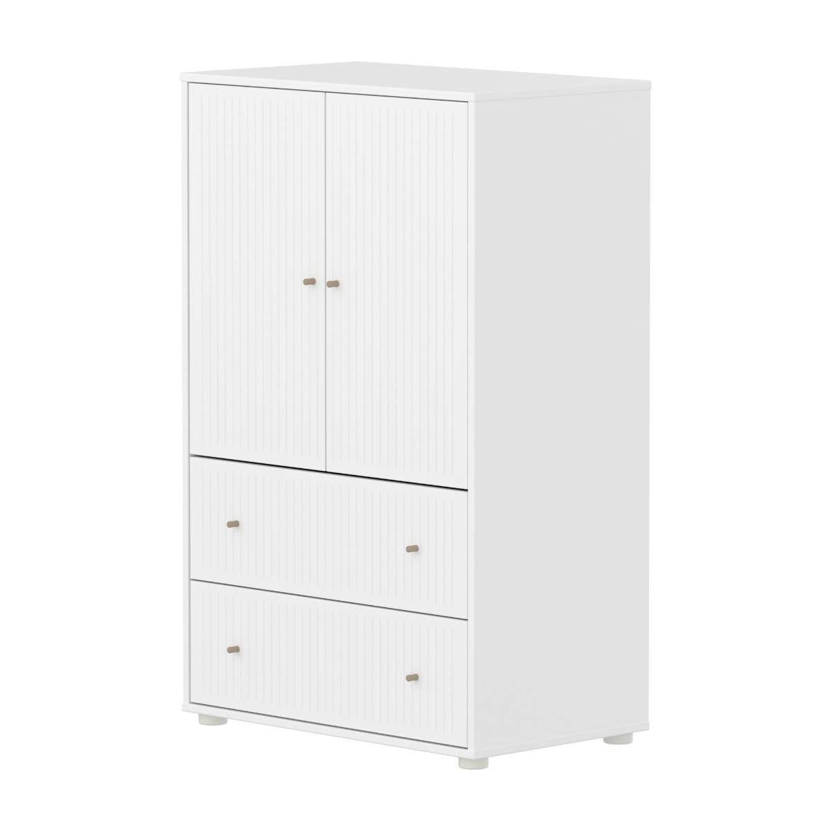 Schrank 2 Türen und 2 Schubladen Rillen SAGA Flexa weiß oat