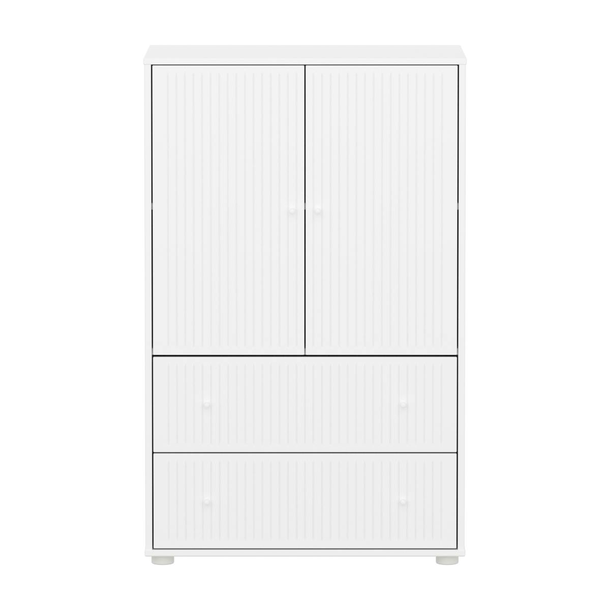 Schrank 2 Türen und 2 Schubladen Rillen SAGA Flexa weiß