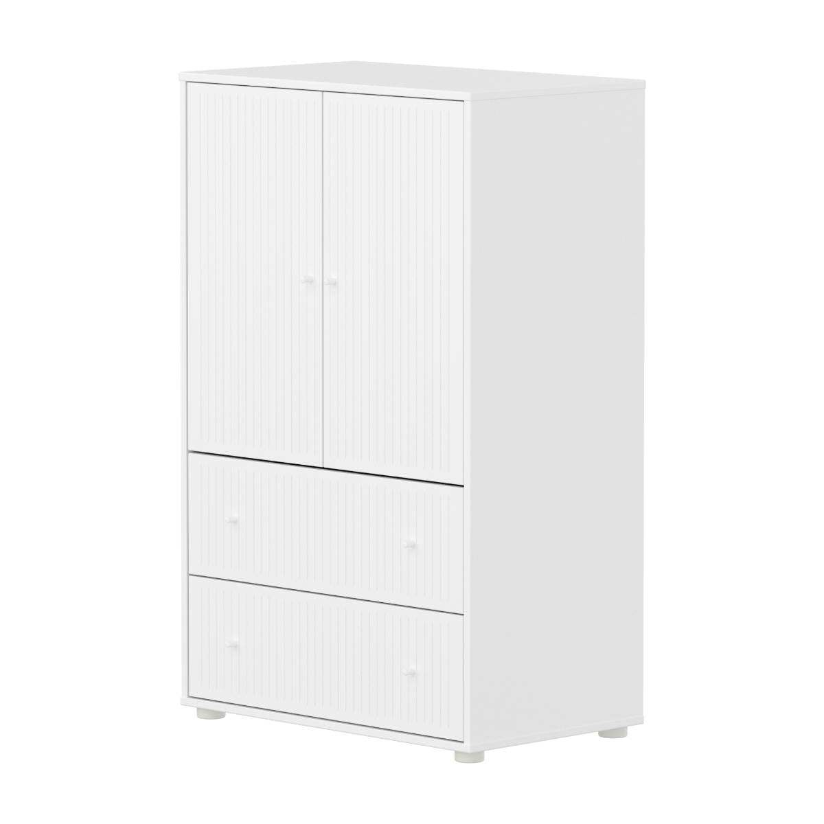 Schrank 2 Türen und 2 Schubladen Rillen SAGA Flexa weiß