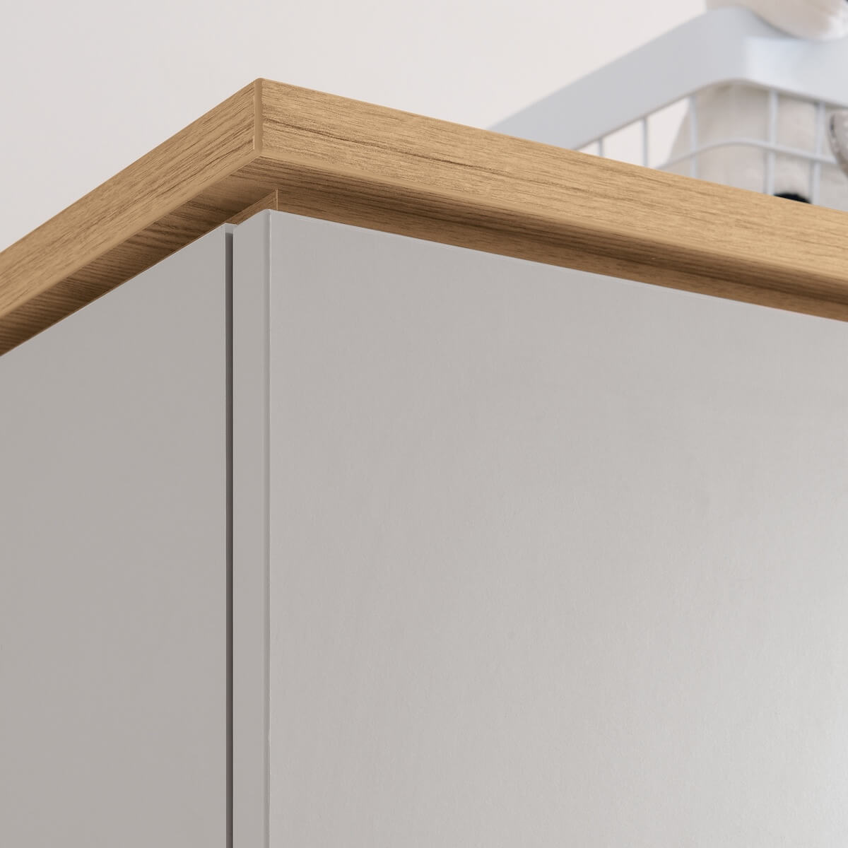 Schrank 2T, 2 Ports, 1 Mittelwand, 2 schmale Kleiderstangen, 5 schmale Regalböden BENNE Paidi Eiche Montana Schiefergrau