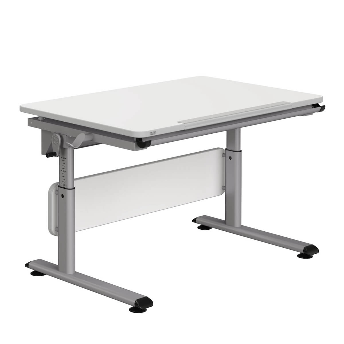 Schreibtisch DIEGO 105 x 70 cm, Oberseite kreideweiß, Rahmen weiß DIEGO Schreibtische Paidi Silber / Weiß